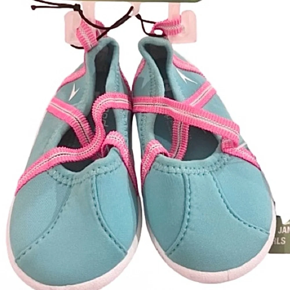 🆕- Speedo Toddler Girls' Water Shoes - Turquoise/Pink Size M- 7-8